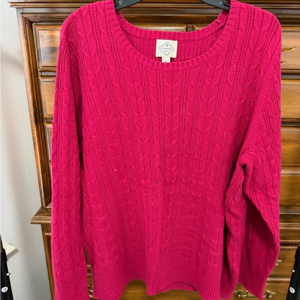 St. John's Bay Cable Knit Sweater - Vibrant pink